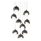 Hubbardton Forge Brooklyn 9-Light Double Shade Pendant in Natural Iron, Opal Glass (GG) 131105-1084
