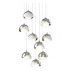Hubbardton Forge Brooklyn 9-Light Double Shade Pendant in Sterling, Opal Glass (GG) 131105-1177