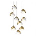 Hubbardton Forge Brooklyn 9-Light Double Shade Pendant in Modern Brass, Opal Glass (GG) 131105-1179