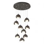 Hubbardton Forge Brooklyn 9-Light Double Shade Pendant in Dark Smoke, Opal Glass (GG) 131105-1018