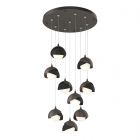 Hubbardton Forge Brooklyn 9-Light Double Shade Pendant in Dark Smoke, Opal Glass (GG) 131105-1020