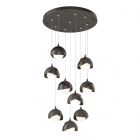 Hubbardton Forge Brooklyn 9-Light Double Shade Pendant in Dark Smoke, Opal Glass (GG) 131105-1021