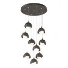 Hubbardton Forge Brooklyn 9-Light Double Shade Pendant in Dark Smoke, Opal Glass (GG) 131105-1022