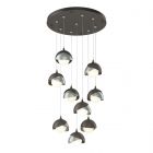 Hubbardton Forge Brooklyn 9-Light Double Shade Pendant in Dark Smoke, Opal Glass (GG) 131105-1023