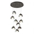 Hubbardton Forge Brooklyn 9-Light Double Shade Pendant in Dark Smoke, Opal Glass (GG) 131105-1025