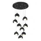Hubbardton Forge Brooklyn 9-Light Double Shade Pendant in Black, Opal Glass (GG) 131105-1038