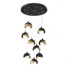 Hubbardton Forge Brooklyn 9-Light Double Shade Pendant in Black, Opal Glass (GG) 131105-1044