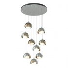 Hubbardton Forge Brooklyn 9-Light Double Shade Pendant in Vintage Platinum, Opal Glass (GG) 131105-1096