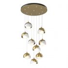 Hubbardton Forge Brooklyn 9-Light Double Shade Pendant in Modern Brass, Opal Glass (GG) 131105-1178