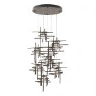 Hubbardton Forge Tura 9-Light Seeded Glass Pendant in Bronze, Seeded Clear Glass (II) 131107-1000