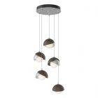 Hubbardton Forge Brooklyn 5-Light Double Shade Pendant in Vintage Platinum, Opal Glass (GG) 131125-1133