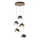 Hubbardton Forge Brooklyn 5-Light Double Shade Pendant in Modern Brass, Opal Glass (GG) 131125-1202