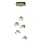 Hubbardton Forge Brooklyn 5-Light Double Shade Pendant in Modern Brass, Opal Glass (GG) 131125-1204