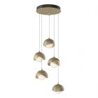 Hubbardton Forge Brooklyn 5-Light Double Shade Pendant in Modern Brass, Opal Glass (GG) 131125-1205