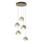 Hubbardton Forge Brooklyn 5-Light Double Shade Pendant in Modern Brass, Opal Glass (GG) 131125-1206