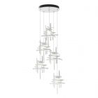 Hubbardton Forge Tura 5-Light Seeded Glass Pendant in White, Seeded Clear Glass (II)
