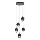 Hubbardton Forge Chrysalis 5-Light Small Crystal Pendant in Ink, Black Crystal (BP)
