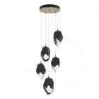 Hubbardton Forge Chrysalis 5-Light Large Crystal Pendant in Soft Gold, Black Crystal (BP)