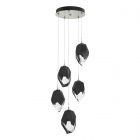 Hubbardton Forge Chrysalis 5-Light Large Crystal Pendant in Sterling, Black Crystal (BP)