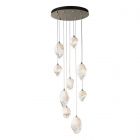 Hubbardton Forge Chrysalis 9-Light Mixed Crystal Pendant in Modern Brass, White Crystal (WP) 131142-1038