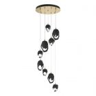 Hubbardton Forge Chrysalis 9-Light Mixed Crystal Pendant in Modern Brass, Black Crystal (BP) 131142-1037