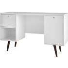 Manhattan Comfort Edgar 1-Drawer Mid Century Office Desk in White