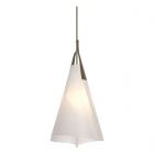 Hubbardton Forge Mobius Tall Pendant in Soft Gold, Spun Frost (SH)