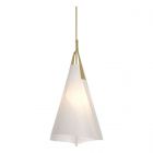 Hubbardton Forge Mobius Tall Pendant in Modern Brass, Spun Frost (SH)