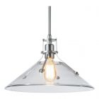 Hubbardton Forge Henry Medium Glass Shade Pendant in Sterling, Clear Glass (ZM)