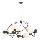 Hubbardton Forge Sprig Circular Pendant in Dark Smoke, Opal Glass (GG)