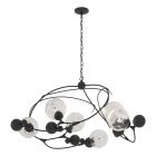 Hubbardton Forge Sprig Circular Pendant in Black, Water Glass (LL)