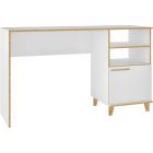 Manhattan Comfort Minetta 2-Shelf Mid Century Office Desk in White