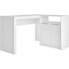 Manhattan Comfort Kalmar L -Shaped Office Desk with Inclusive Cabinet in White
