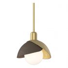 Hubbardton Forge Brooklyn Double Shade Mini Pendant in Modern Brass 181183-1100