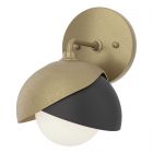 Hubbardton Forge Brooklyn 1-Light Double Shade Bath Sconce in Soft Gold 201374-1018