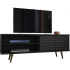 Manhattan Comfort Liberty 62.99" TV Stand with 3 Shelves and 2 Doors in Black