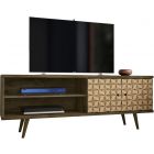 Manhattan Comfort Liberty 62.99" TV Stand with 3 Shelves and 2 Doors in Rustic Brown and 3D Brown Prints