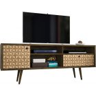Manhattan Comfort Liberty 70.86" TV Stand with 4 Shelving Spaces and 1 Drawer in Rustic Brown and 3D Brown Prints