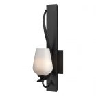 Hubbardton Forge Flora Sconce in Black, Opal Glass (GG) 203035-1016