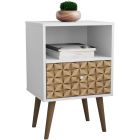 Manhattan Comfort Liberty Nightstand with 1 Cubby Space and 1 Drawer in White and 3D Brown Prints