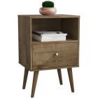 Manhattan Comfort Liberty Nightstand with 1 Cubby Space and 1 Drawer in Rustic Brown