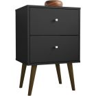 Manhattan Comfort Liberty Nightstand with 2 Full Extension Drawers in Black