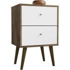 Manhattan Comfort Liberty Nightstand with 2 Full Extension Drawers in Rustic Brown and White