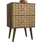Manhattan Comfort Liberty Nightstand with 2 Full Extension Drawers in Rustic Brown and 3D Brown Prints
