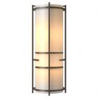 Hubbardton Forge Extended Bars Sconce in Bronze, White Art Glass (BB)