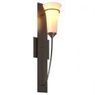 Hubbardton Forge Banded Wall Torch Sconce in Oil Rubbed Bronze, Opal Glass (GG)