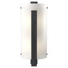 Hubbardton Forge Forged Vertical Bar Sconce in Black, White Art Glass (BB)