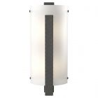 Hubbardton Forge Forged Vertical Bar Sconce in Natural Iron, White Art Glass (BB)