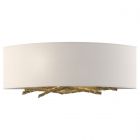 Hubbardton Forge Brindille Sconce in Modern Brass, Flax Shade (SE)