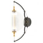 Hubbardton Forge Otto Sphere Sconce in Black with Brass Accents, Clear Glass with Stainless Steel Mesh Tube (YT)
